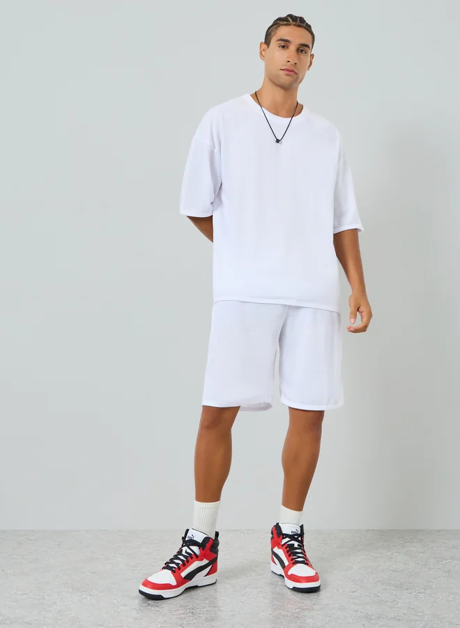 Take Two  Men Solid Oversized T-Shirt and Shorts Co-Ords for Men | Best Price UAE